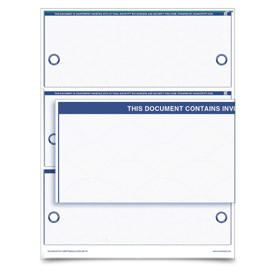 VersaCheck TopSecure Business Standard Check Refills - Form 3000 - Blu