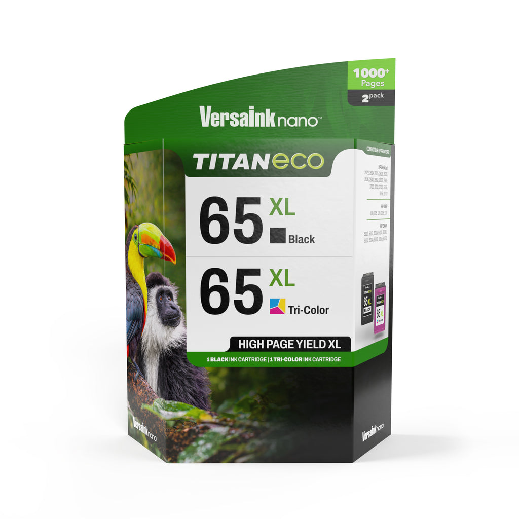 VersaInk-nano 65 XL Titan ECO Black & 65 XL Tri-Color Ink Cartridge Combo