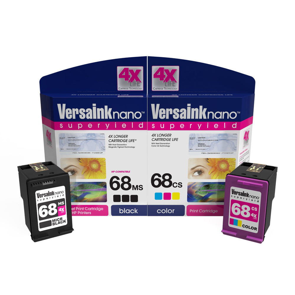 VersaInk-nano HP 68 MS Black MICR & 68 CS Tri-Color Ink Cartridges
