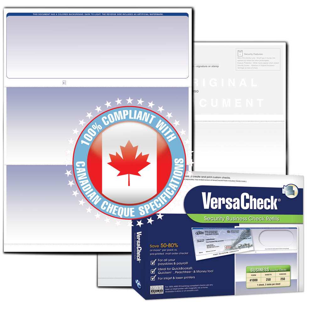 VersaCheck - CANADA - Form 1000 Graduated - Blue - 500 Sheets