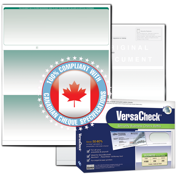 VersaCheck - CANADA - Form 1000 Graduated - Green - 2000 Sheets