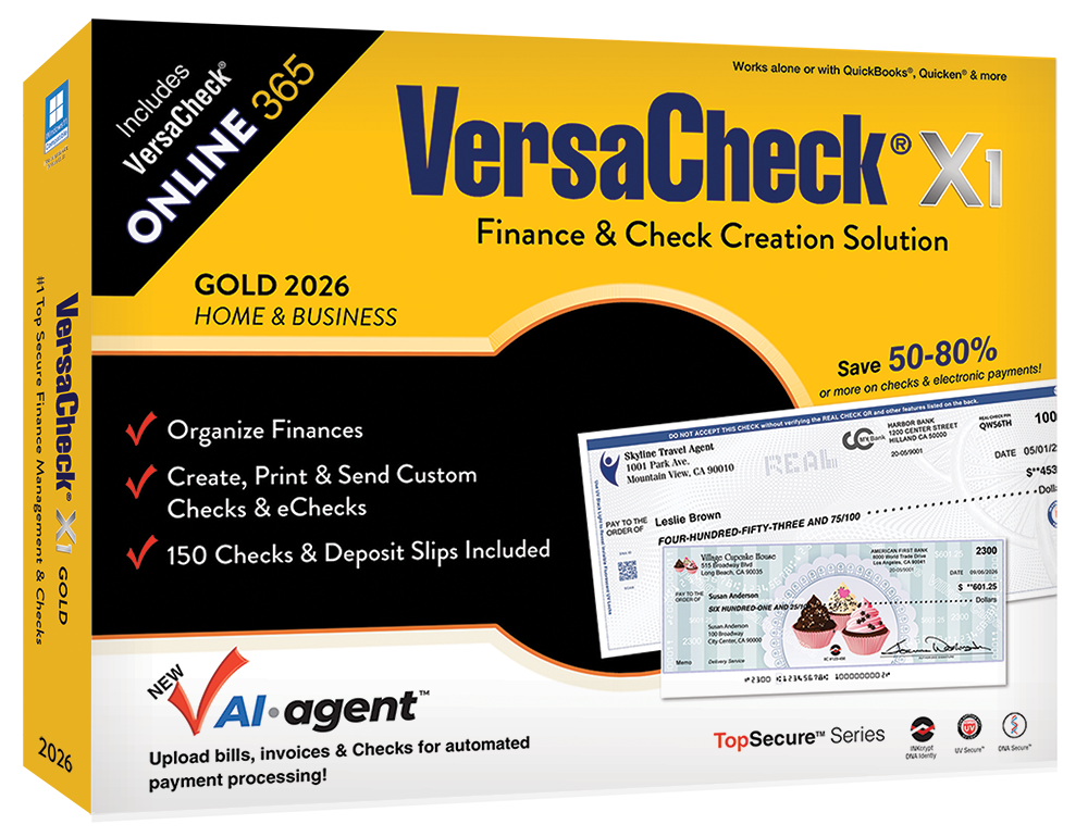 VersaCheck X1 Gold 2026 Download + VersaCheck ONLINE Gold 1yr Sub + Unlimited Annual Print Credits