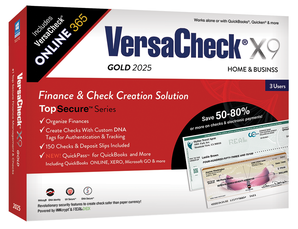 VersaCheck X9 Gold 2025 - 3 Users Download + VersaCheck ONLINE Gold 1yr Sub Bundle