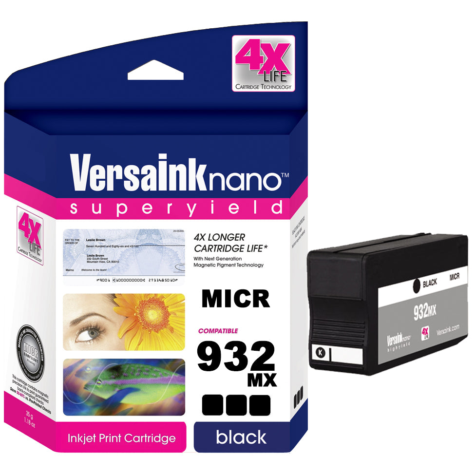 VersaInk-nano HP 932MX Black - MICR Compliant - 4X Life