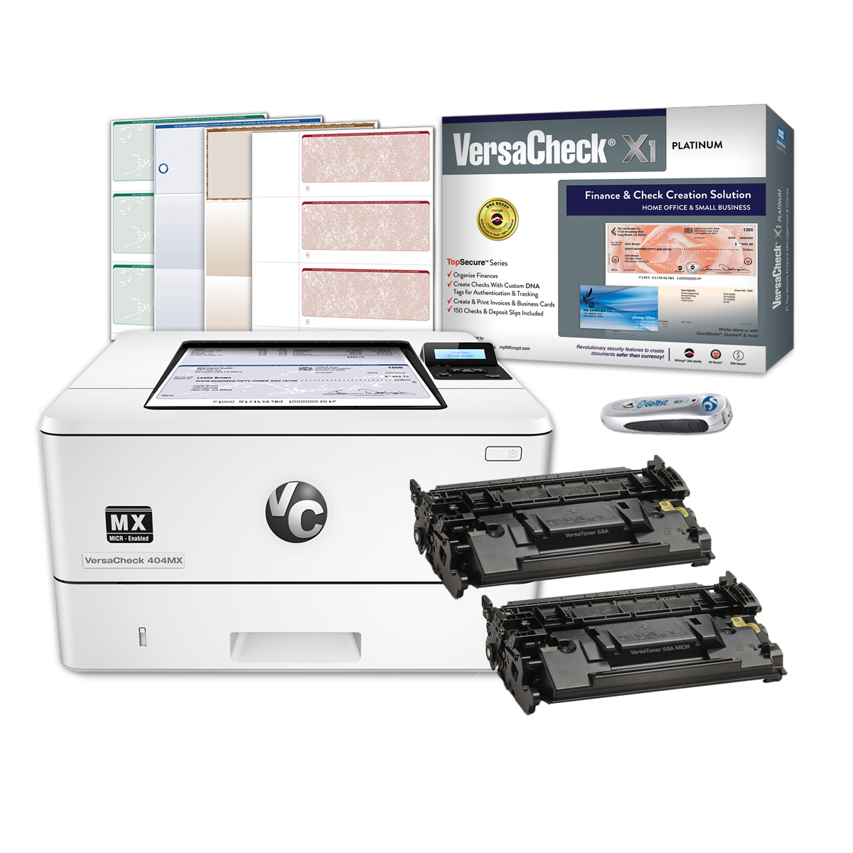 VersaCheck HP LaserJet M404 MXE MICR Check Printer and VersaCheck X1 P hp 404