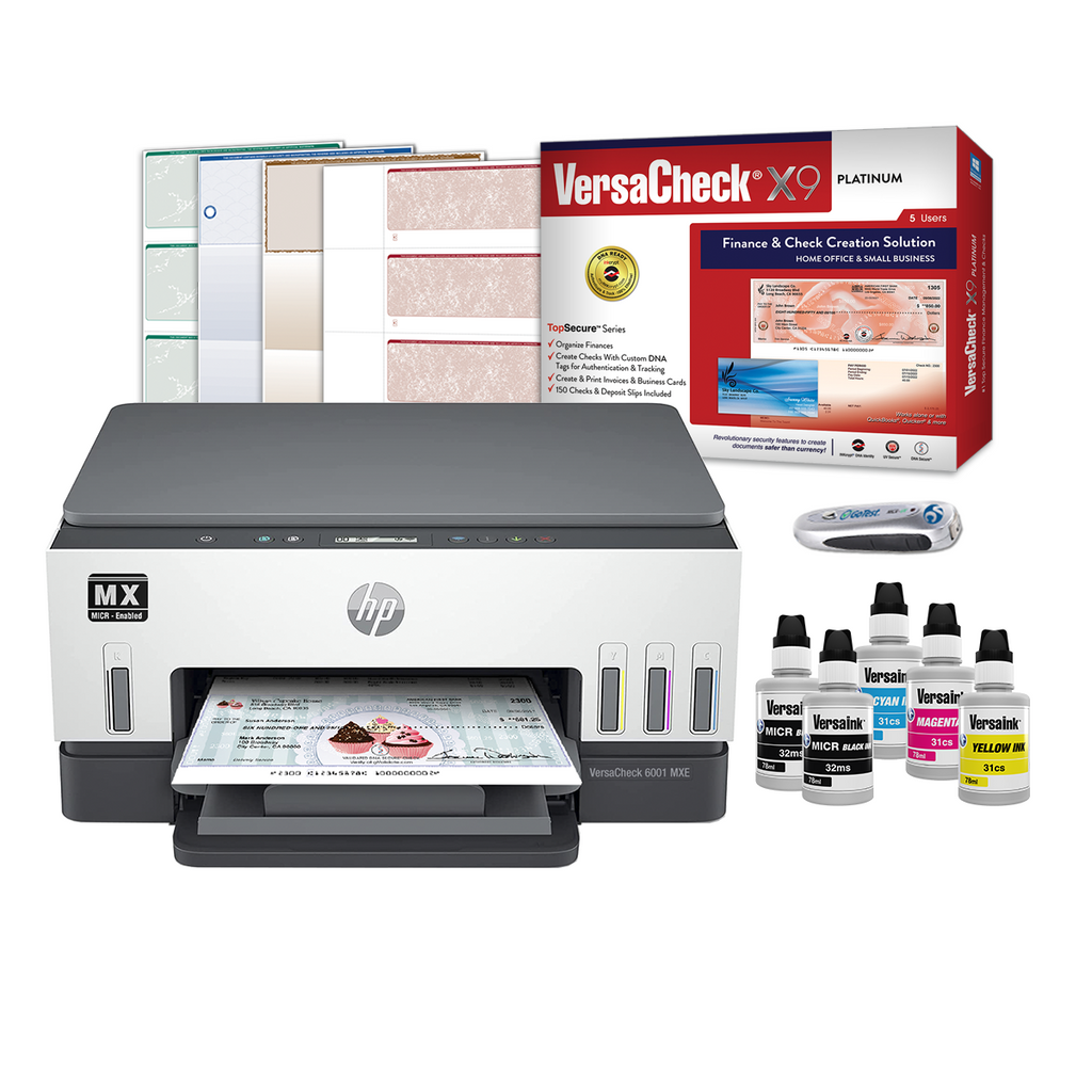 VersaCheck Smart Tank 6001 MXE MICR All-In-One Check Printer and VersaCheck X9 Platinum 5-User Check Printing Software Bundle