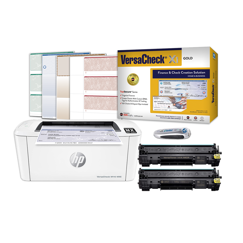 HP CheckLaser M110MX MICR Check Printer X1 Gold Bundle