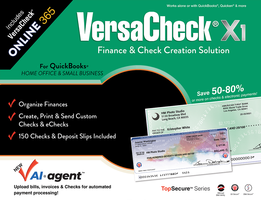 VersaCheck X1 2026 for QuickBooks Retail  + VersaCheck ONLINE Gold 1yr Sub Bundle