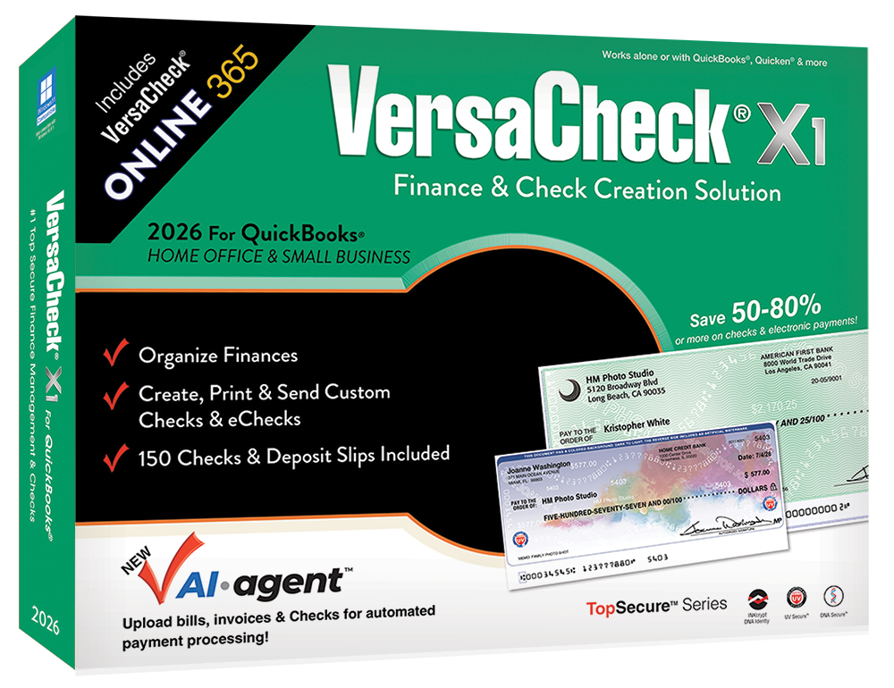 VersaCheck X1 2026 for QuickBooks Download + VersaCheck ONLINE Gold 1yr Sub + Unlimited Annual Print Credits
