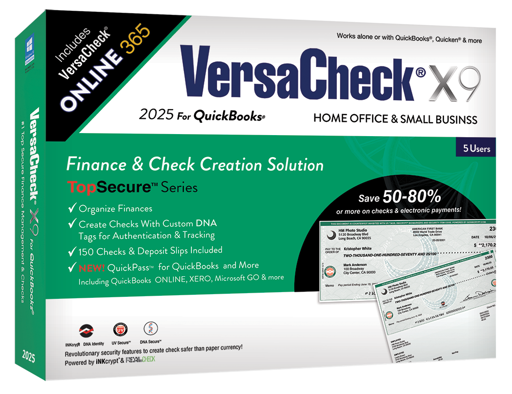 VersaCheck X9 2025 for QuickBooks - 5 Users Download + VersaCheck ONLINE Gold 1yr Sub Bundle