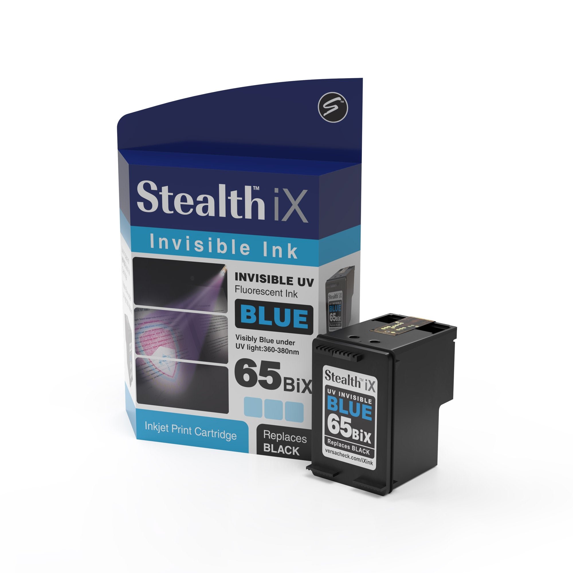Stealth Inkjet HP 65 BiX Invisible Blue Ink Cartridge - Replaces