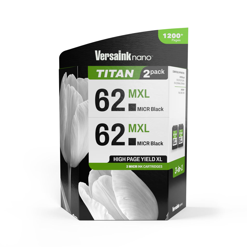 VersaInk-nano 62 MXL Black MICR Ink Cartridge 2 PACK for Check Printing