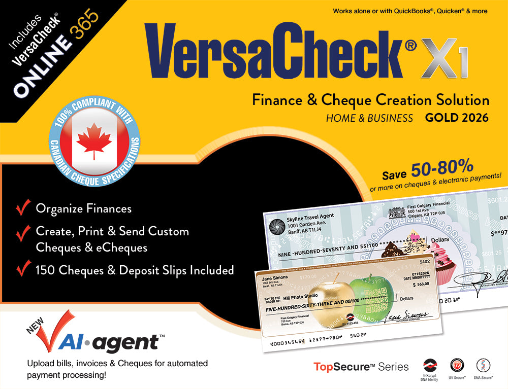VersaCheck X1 Gold 2026 Download - CANADA + VersaCheck ONLINE Gold 1yr Sub Bundle