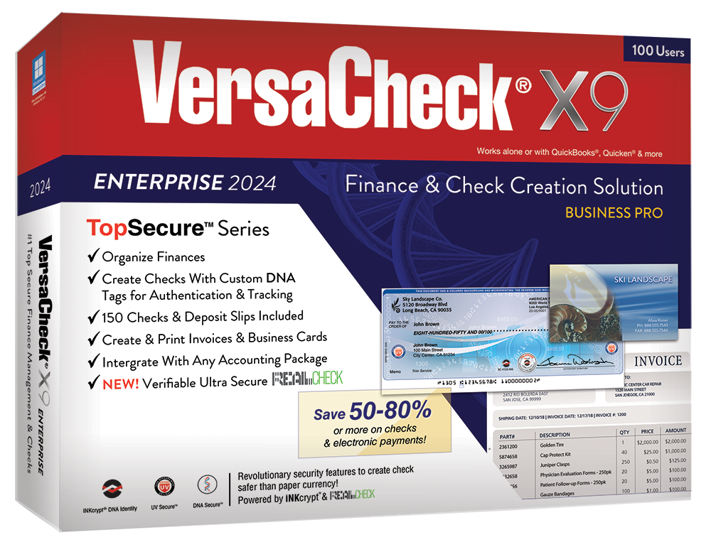 VersaCheck X9 Enterprise 2024 (Retail Box with Unlimited Annual Print Credits)