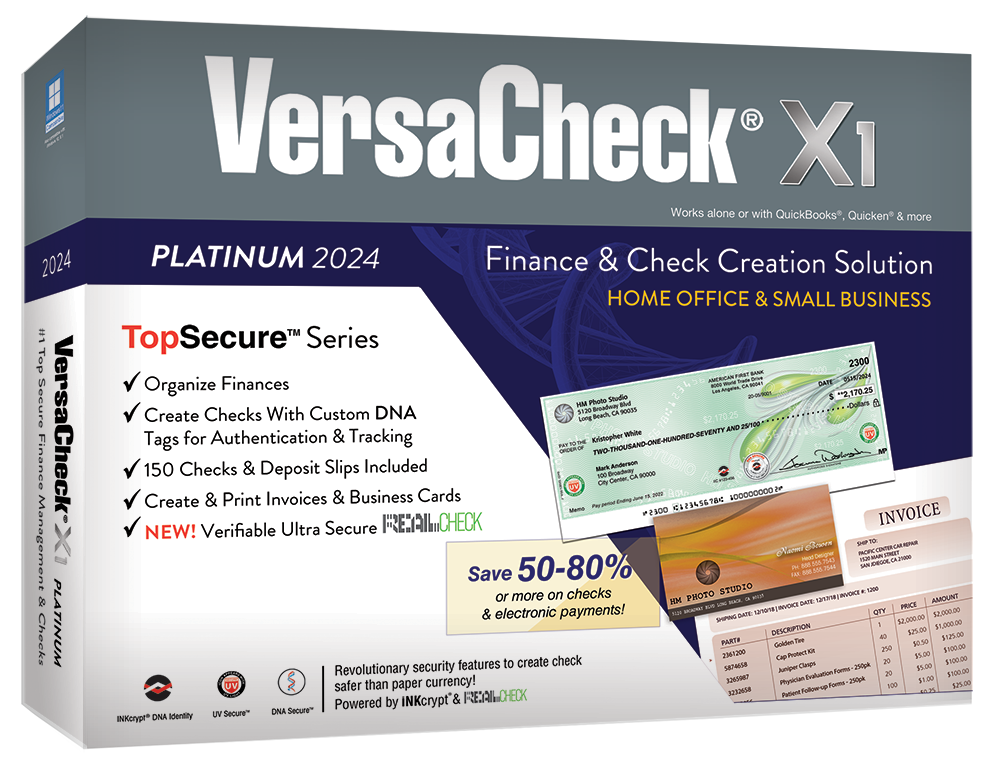 VersaCheck X1 Platinum 2024 (Retail Box with Unlimited Annual Print Credits)