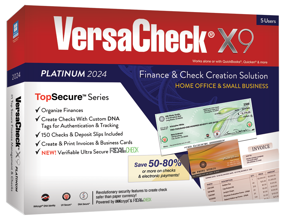 VersaCheck X9 Platinum 2024 (Retail Box with Unlimited Annual Print Credits)