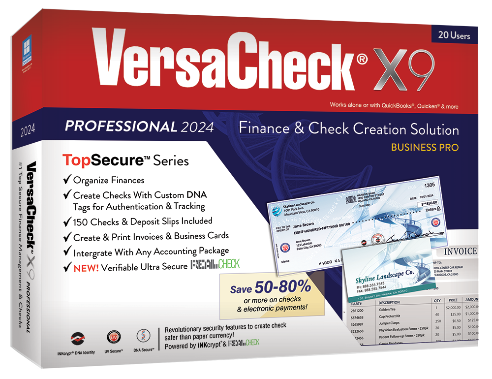 VersaCheck X9 Professional 2024 (Retail Box with Unlimited Annual Print Credits