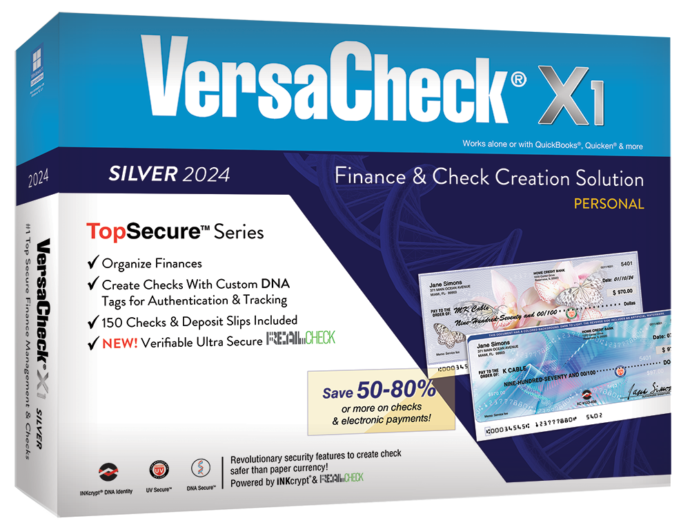 VersaCheck X1 Silver 2024 (Retail Box with Unlimited Annual Print Credits)