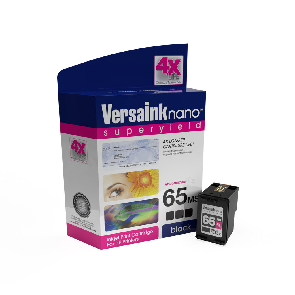 VersaInk-nano HP 65MS - Black MICR Cartridge – VersaCheck