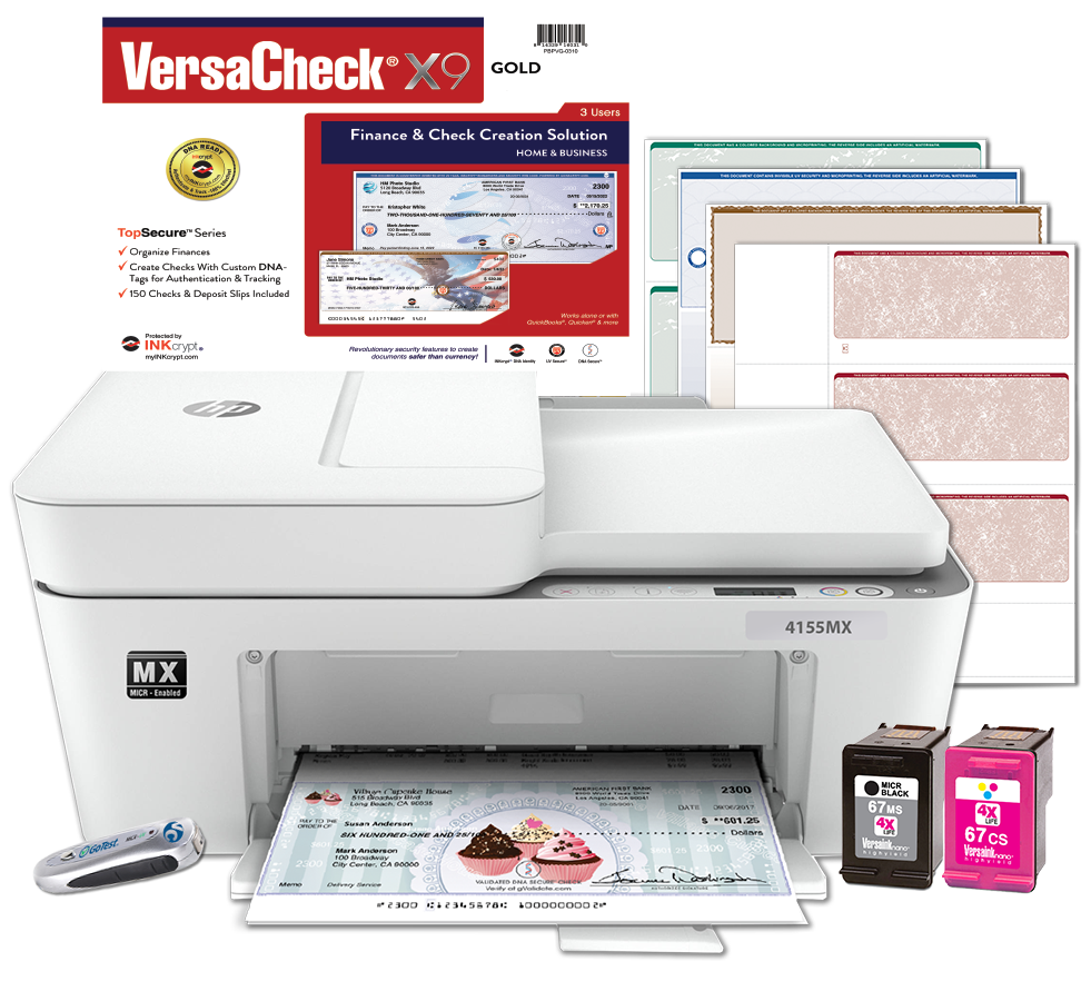 VersaCheck 4155MX MICR Check Printer and VersaCheck Gold X9 3-User Bundle, White (CANADA)