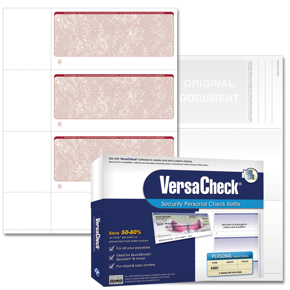 VersaCheck - Form 3001 - Classic - Burgundy - 250 Sheets