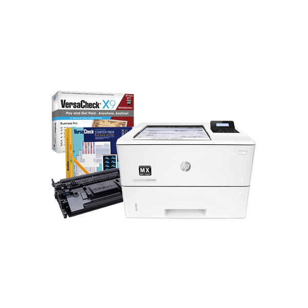 VersaCheck® HP M501 MXE MICR Check Printer and VersaCheck X9 Platinum Finance and Check Creation Bundle