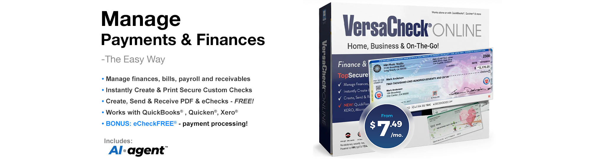 Check Printing, Create And Print Checks – VersaCheck
