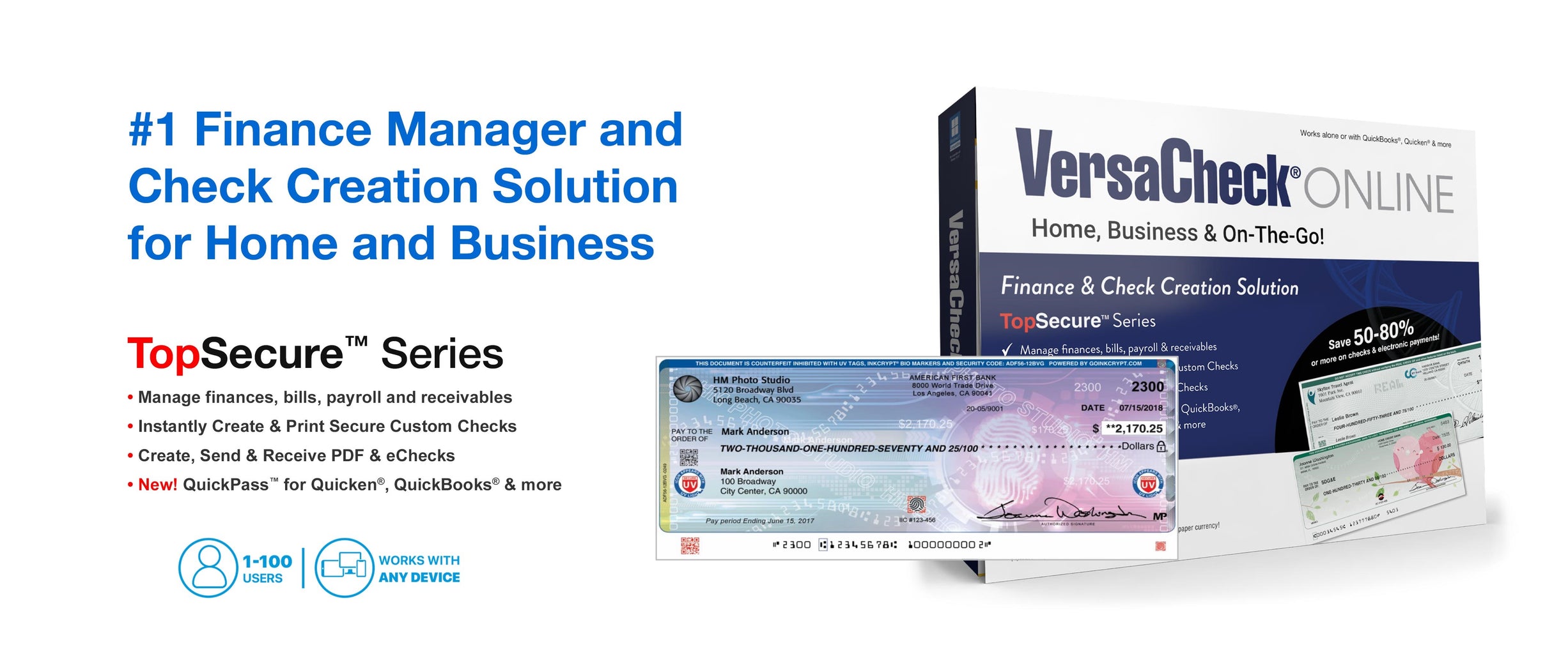 Check Printing, Create And Print Checks – VersaCheck