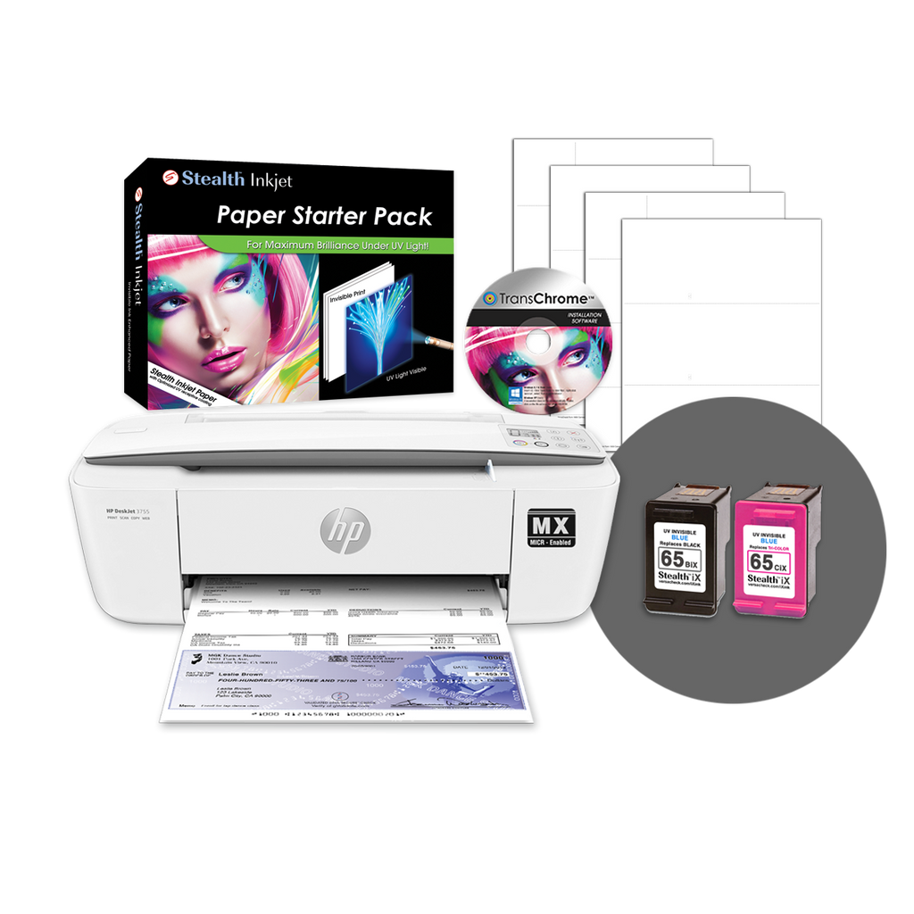 VersaCheck® Stealth HP DeskJet 3755 iX Invisible Ink Printer and Security Printer Bundle