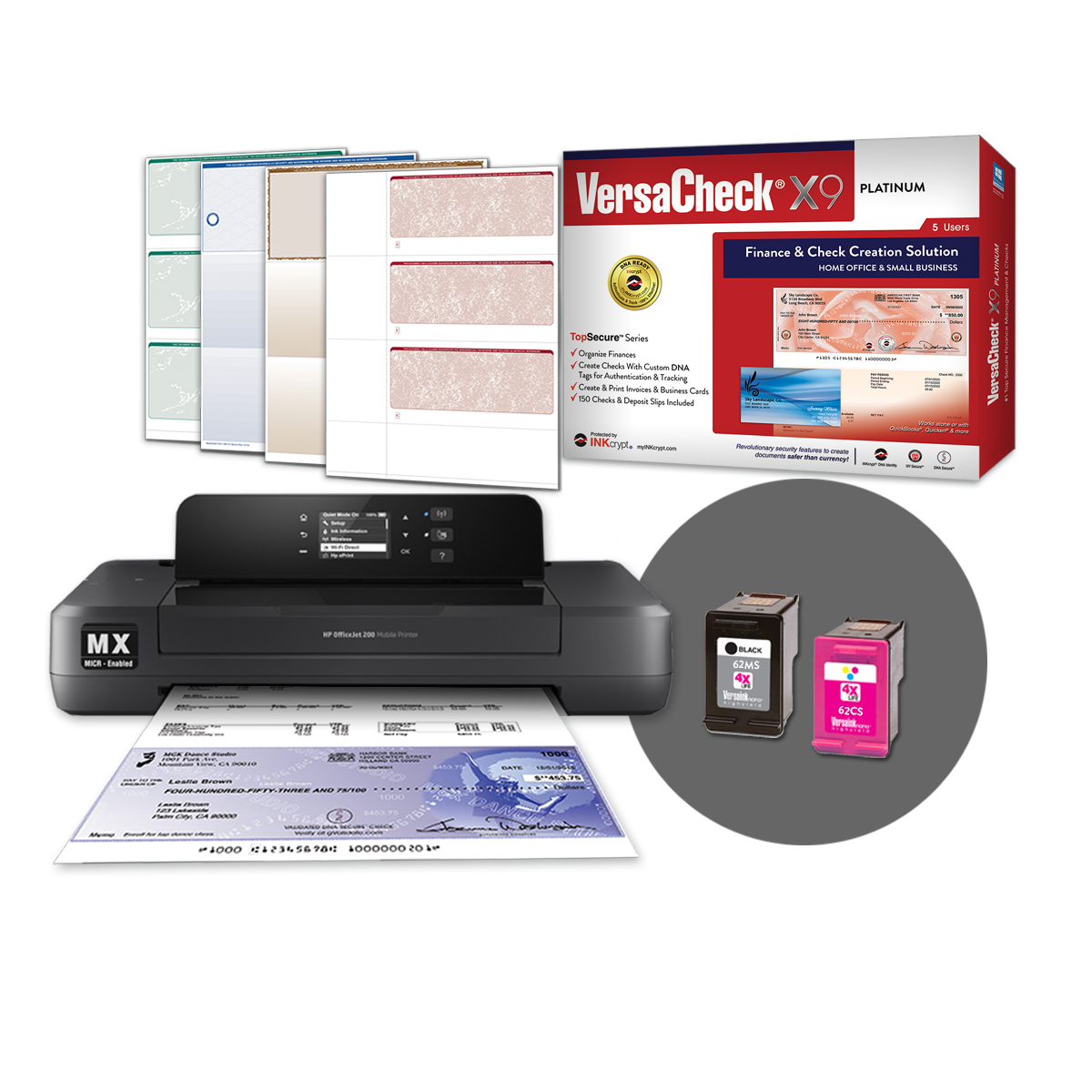 VersaCheck® HP Officejet 200 MXE Portable Wireless Color Check Printer