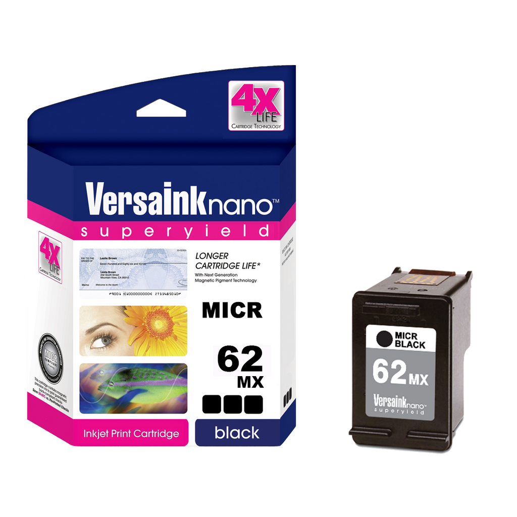 VersaInk-nano HP 62MX - Black MICR Cartridge - 4X Life