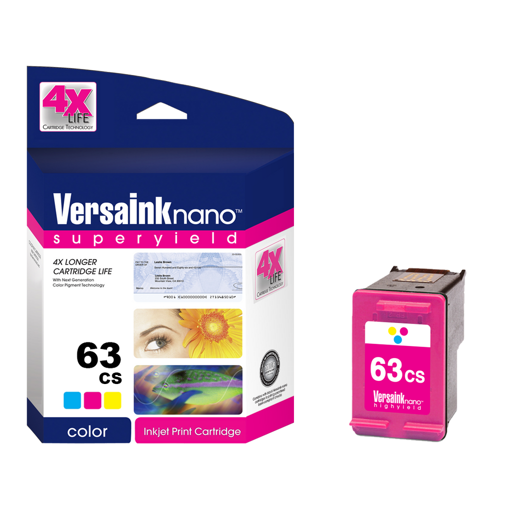 VersaInk-nano HP 63CS Color Ink Cartridge - 4X Life
