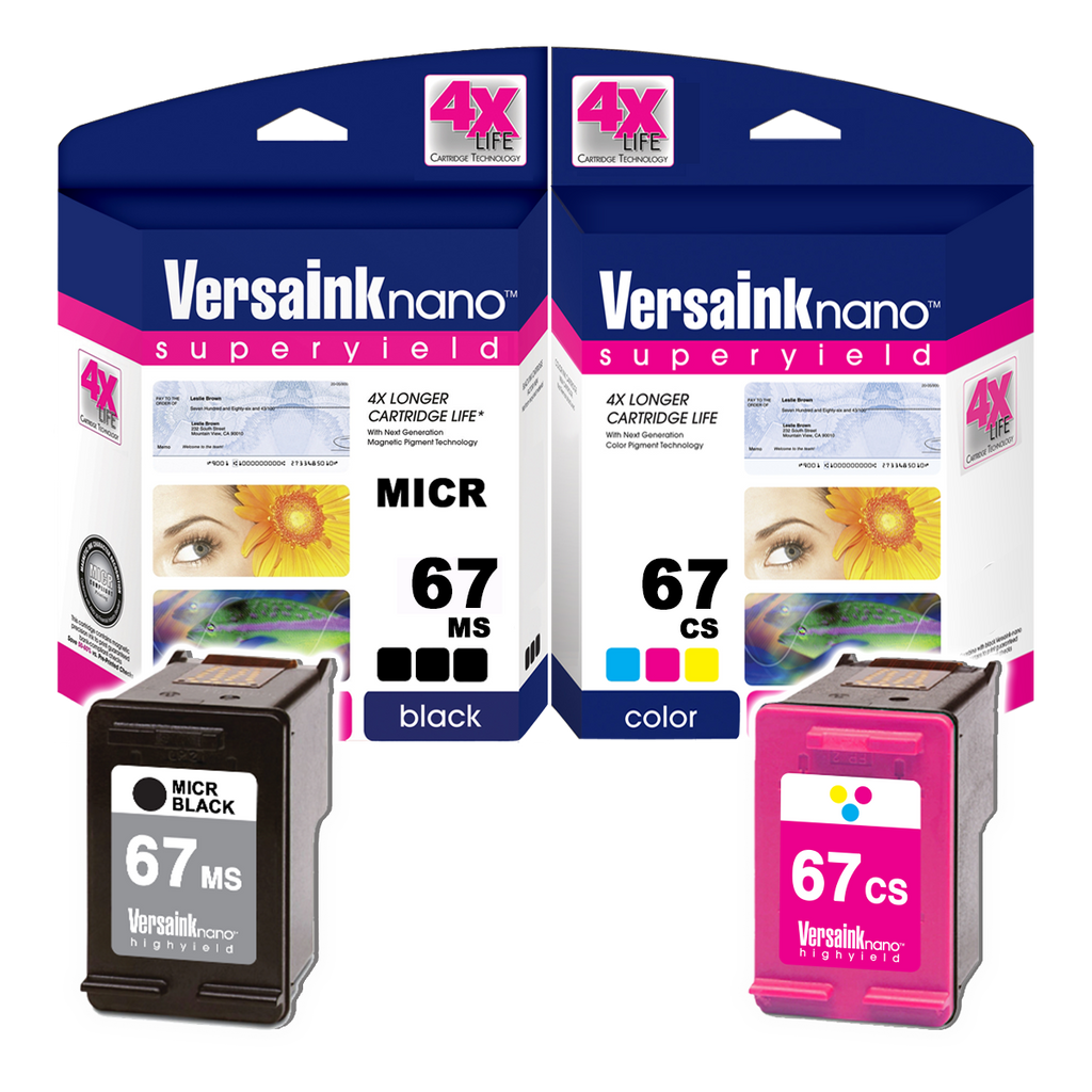 VersaInk-nano HP 67MS Black (MICR) & 67CS Tri-Color Ink Cartridges ...
