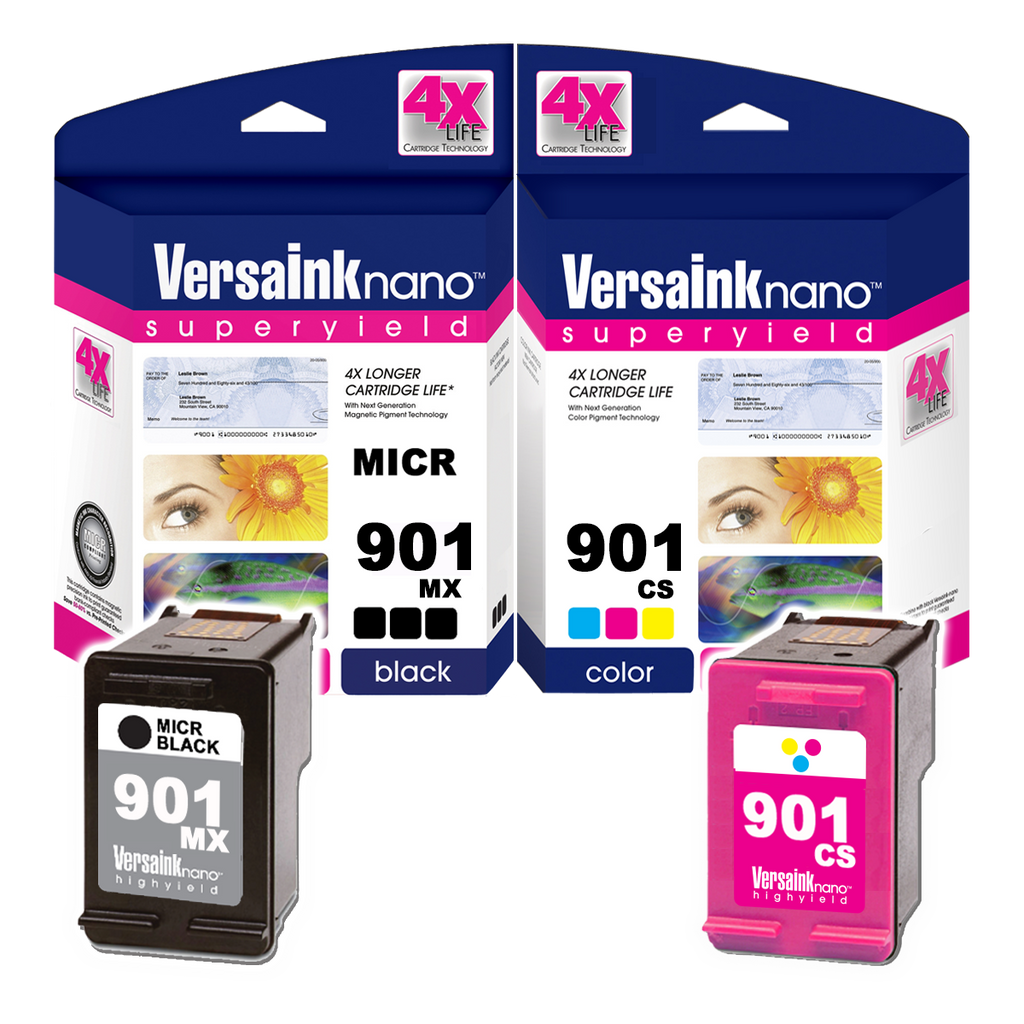 VersaInk-nano - HP 901MX & 901CS - Black MICR & Tri-Color Cartridges - 4X Life