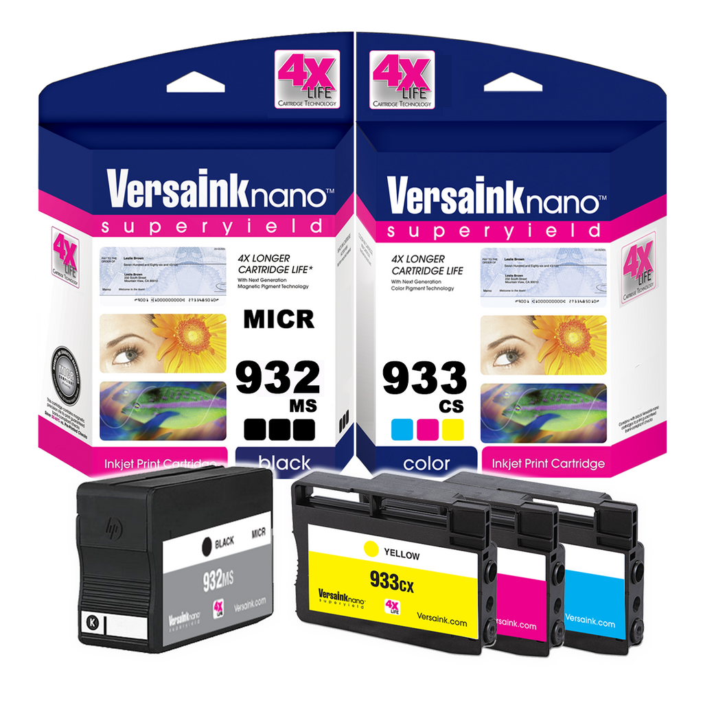 VersaInk-nano HP 932MS Black (MICR) & 933CS Tri-Color Value Combo