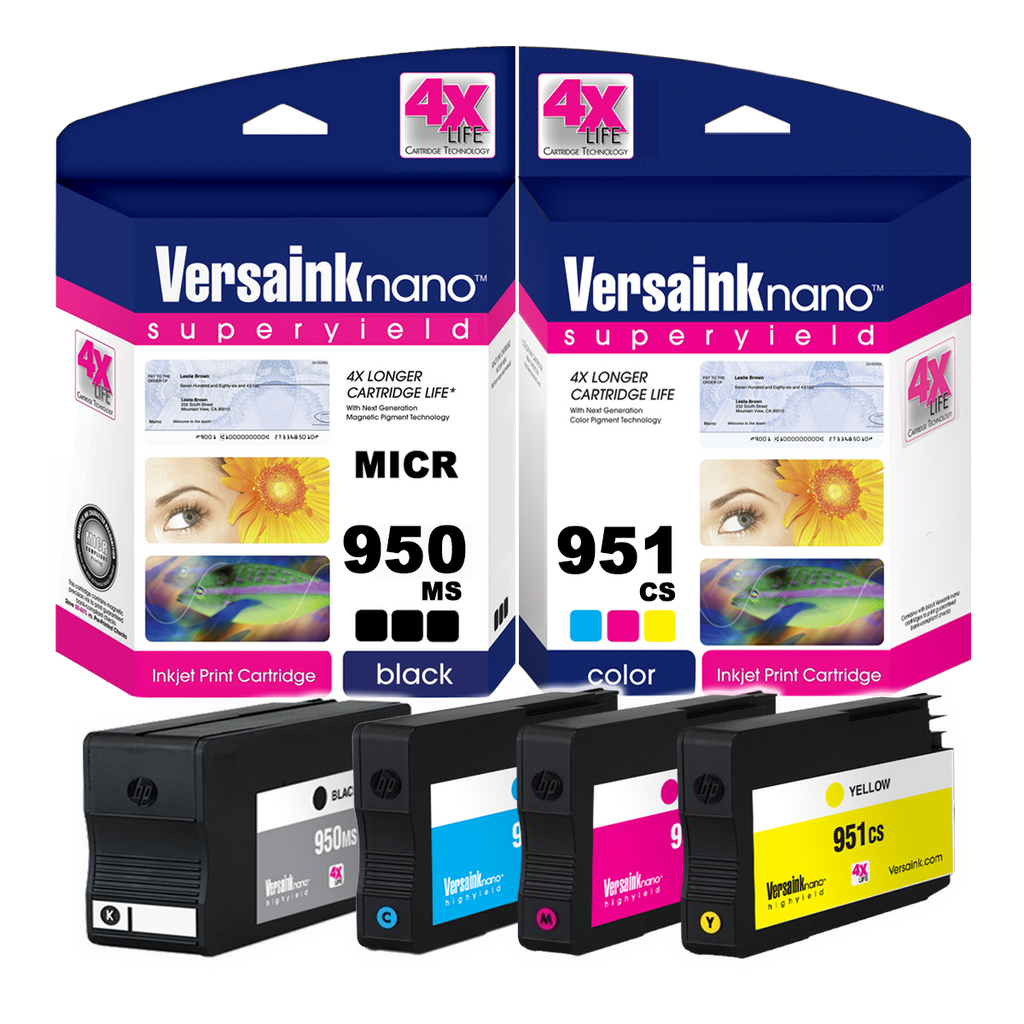 VersaInk-nano HP 950MS Black (MICR) & 951CS Tri-Color Value Combo