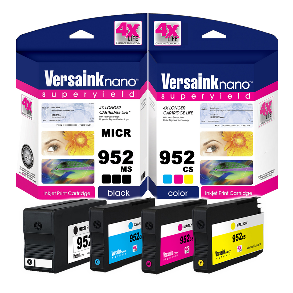 VersaInk-nano HP 952MS Black (MICR) & 952CS Tri-Color Value Combo ...