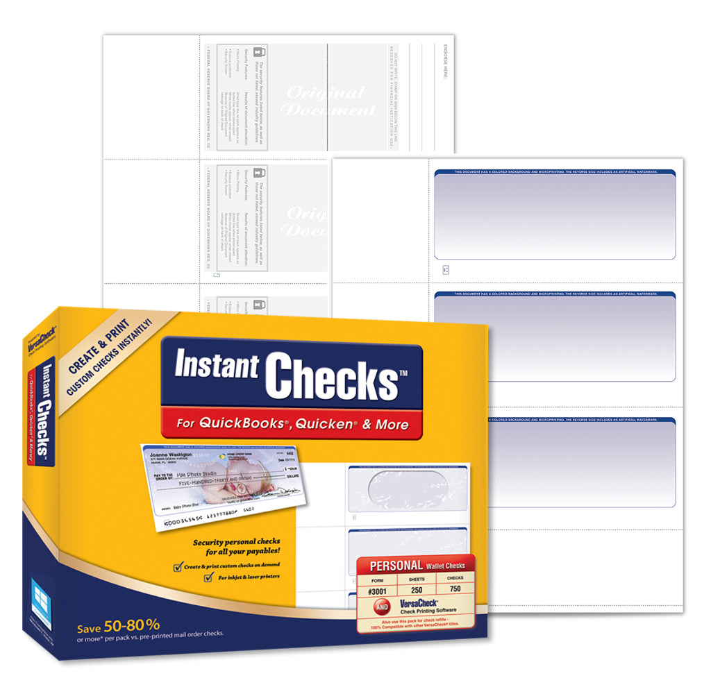 Quickbooks Check Example Instant Checks for QuickBooks & More — Form 3001 - Personal Check - Pe ...