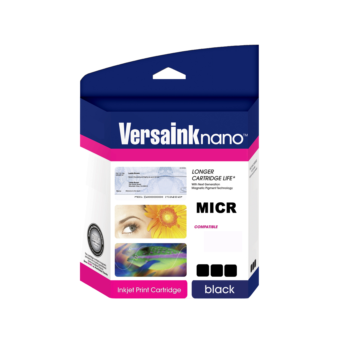 VersaInk M5002 Black MICR Ink 78ml Bottle 3 Pack - Compatible with