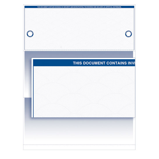 VersaCheck UV Secure Business Voucher Check Refills - Form 1000 - Blue Elite - 250 Sheets
