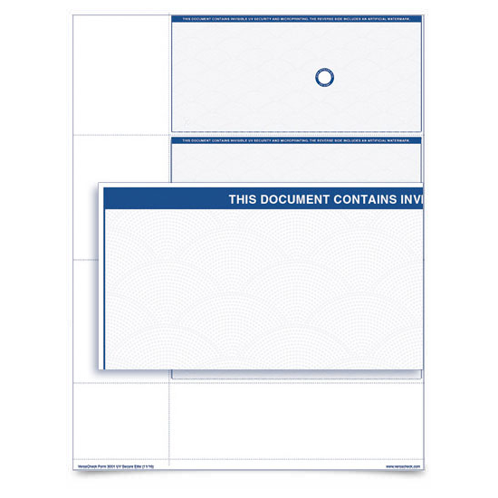 VersaCheck UV Secure Personal Check Refills - Form 3001 - Blue Elite - 250 Sheets