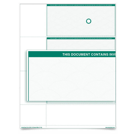 VersaCheck UV Secure Personal Check Refills - Form 3001 - Green Elite - 500 Sheets