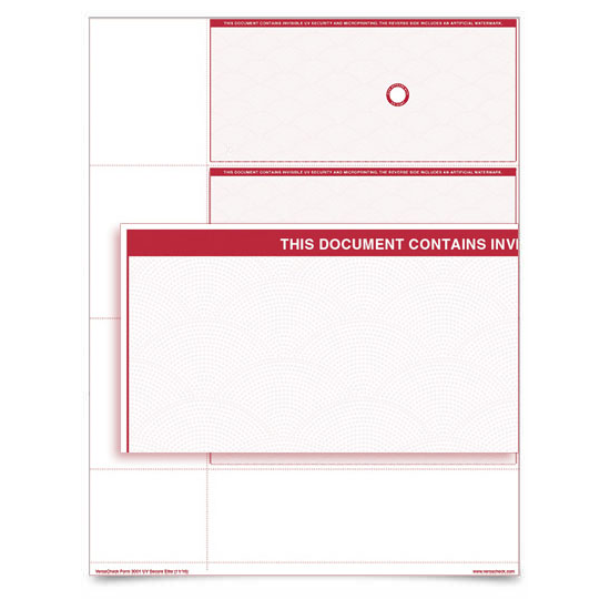 VersaCheck UV Secure Personal Check Refills - Form 3001 - Burgundy Elite - 500 Sheets