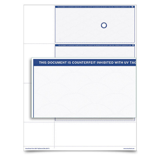 VersaCheck TopSecure Personal Wallet Check Refills - Form 3001 - Blue Elite - 250 Sheets