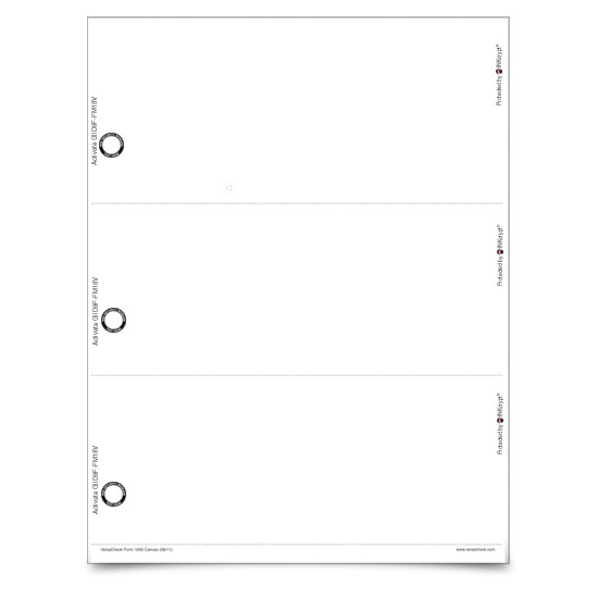 VersaCheck TopSecure Business Standard Check Refills - Form 3000 -  White Canvas - 250 Sheets