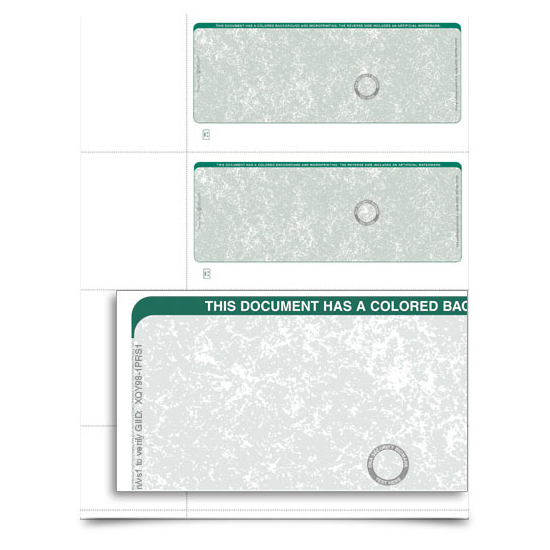 VersaCheck TopSecure Personal Wallet Check Refills - Form 3001 - Classic Pattern - Green - 250 Sheets