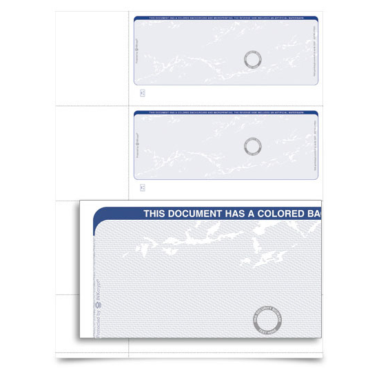 VersaCheck TopSecure Personal Wallet Check Refills - Form 3001 - Prestige Pattern - Blue - 250 Sheets