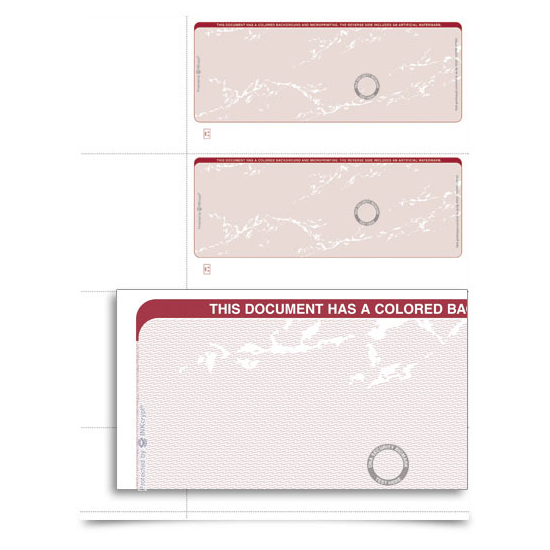 VersaCheck TopSecure Personal Wallet Check Refills - Form 3001 - Prestige Pattern - Burgundy - 250 Sheets