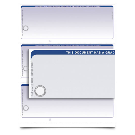 VersaCheck TopSecure Business Voucher Check Refills - Form 3000 - Graduated - Blue - 250 Sheets