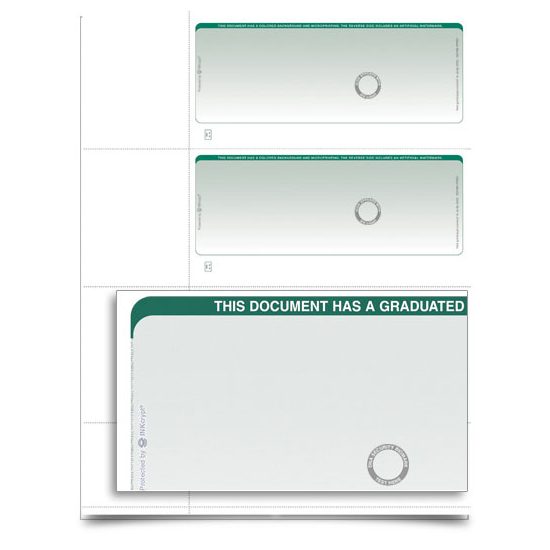VersaCheck TopSecure Personal Wallet Check Refills - Form 3001 - Graduated - Green - 250 Sheets